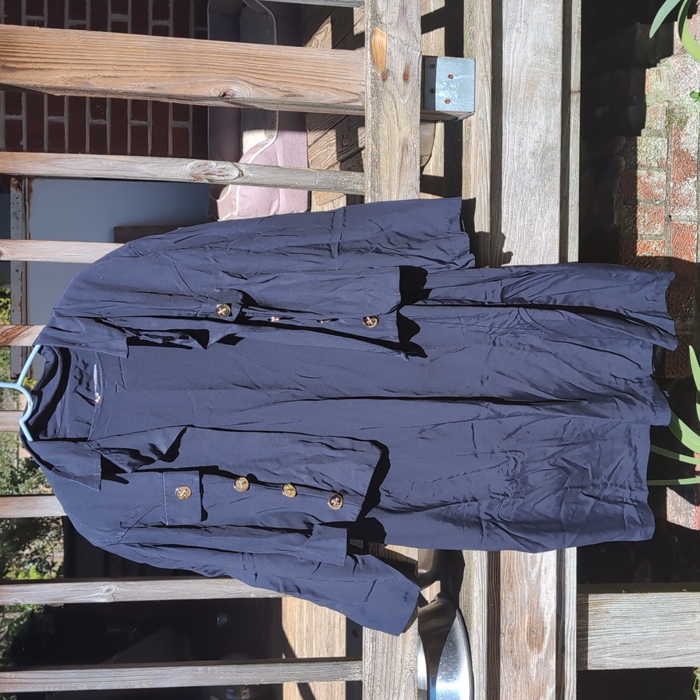 D.E. Frantoria Petities Navy Blue Button-Up Dress and Jacket Set Vintage 22/24
